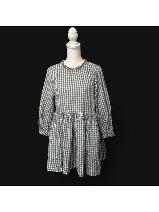 Free People Dresses & Skirts - Free People FP Beach Green & White Gingham Peter Pan Collar Mini Dress Small
